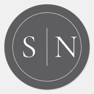 Sticker Rond Logo de fournisseur de mariage en noir et blanc (g