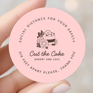 Sticker Rond Logo de gâteau Boulangerie Entreprise Distanciatio