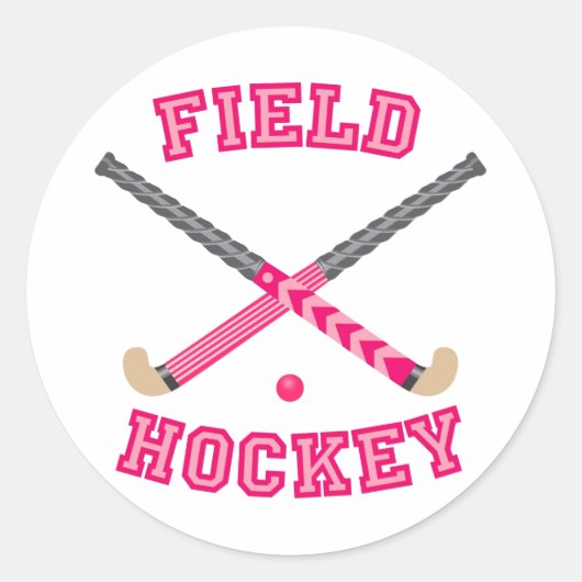 Sticker Rond Logo de hockey sur gazon rose (Devant)