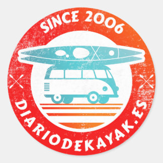Sticker Rond Logo de journal de kayak washed