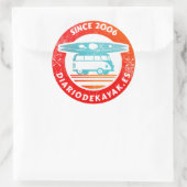 Sticker Rond Logo de journal de kayak washed (Sac)
