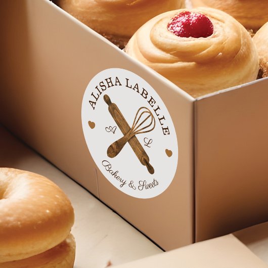 Sticker Rond Logo de la boulangerie en bois minimum