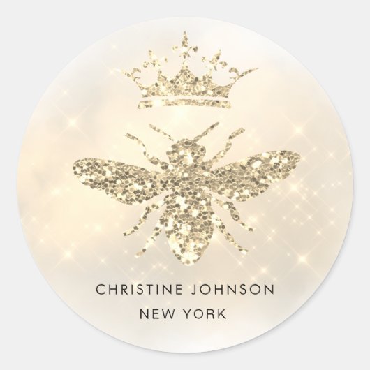 Sticker Rond ・ logo de la fausse parties scintillant queen bee (Devant)