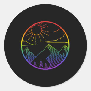 Sticker Rond Logo de la fierté subtile de Mountain Outdoors Ran