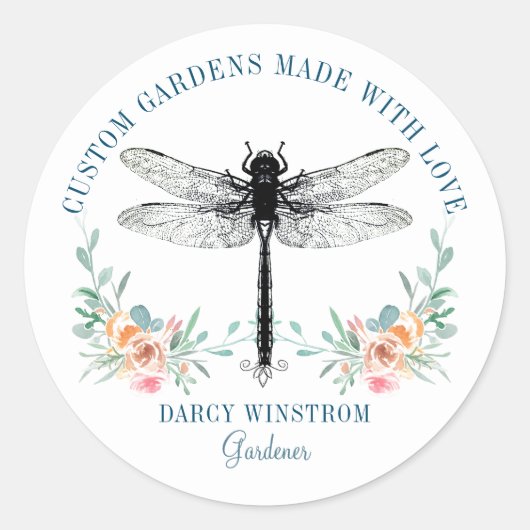 Sticker Rond Logo de la libellule du jardinier artistique Lands (Devant)