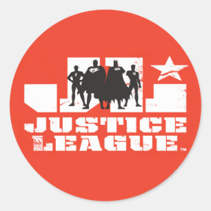Sticker Rond Logo de la Ligue de Justice et silhouettes de cara