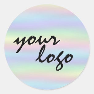 Sticker Rond Logo de la marque moderne holographique pastel rai