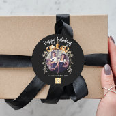 Sticker Rond Logo de la photo de l'équipe en or noir de Noël