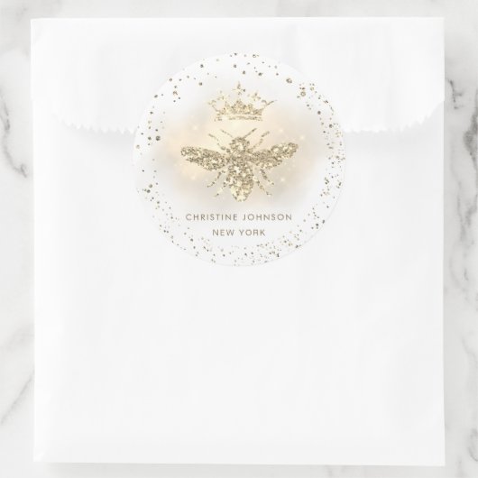 Sticker Rond logo de la reine de la parties scintillant (Sac)