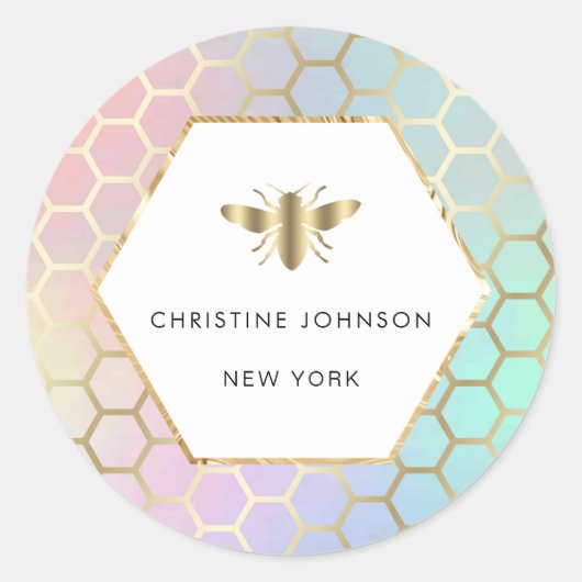 Sticker Rond logo de l'abeille hexagone (Devant)