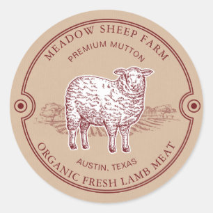 Sticker Rond Logo de l'agneau de mouton rustique terrain de fer