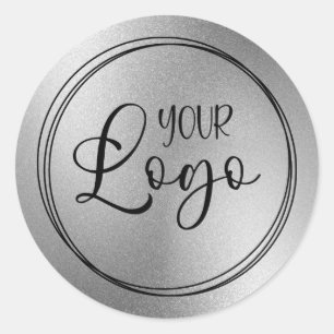 Sticker Rond Logo de l'apparence des huiles gris argenté