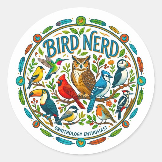 Sticker Rond Logo de l'enthousiaste d'oiseaux (Devant)