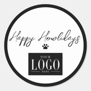 Sticker Rond Logo de l'entreprise Black Happy Howlidays emprein
