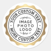 Sticker Rond Logo de l'entreprise bordure ondulée faux collier  (Devant)