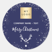 Sticker Rond logo de l'entreprise de rennes blancs bleu marine (Devant)