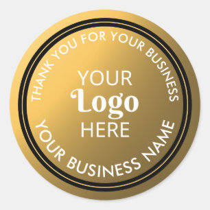 Sticker Rond Logo de l'entreprise Elegant Gold Business Merci