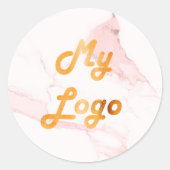 Sticker Rond Logo de l'entreprise en marbre rose vif (Devant)