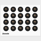 Sticker Rond Logo de l'entreprise Monogramme Noir Script initia (Feuille)
