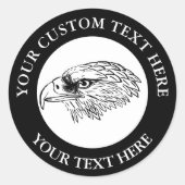 Sticker Rond Logo de l'icône d'aigle Texte personnalisé (Devant)