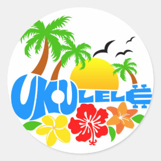 Sticker Rond Logo de l'île d'Ukulele