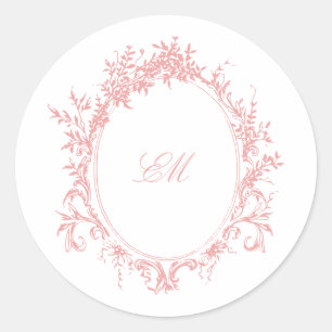 Sticker Rond Logo de mariage à monogramme avec armoiries en chi