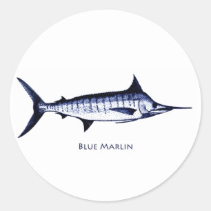 Sticker Rond Logo de Marlin bleu