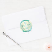 Sticker Rond Logo de Merci de Parties scintillant Turquoise bri (Enveloppe)