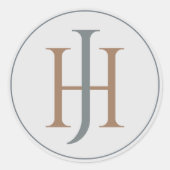 Sticker Rond Logo de monogramme bleu lisse (Devant)