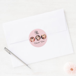 Sticker Rond Logo de photo de maquillage de script rose blush