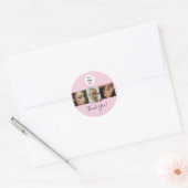 Sticker Rond Logo de photo de maquillage de script rose Blush M (Enveloppe)