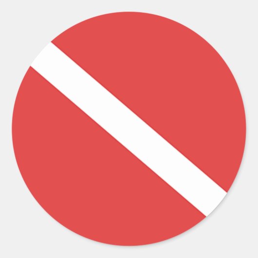 Sticker Rond Logo de plongée sous-marine - Drapeau blanc rouge (Devant)