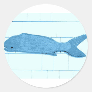 Sticker Rond logo de poisson bleu