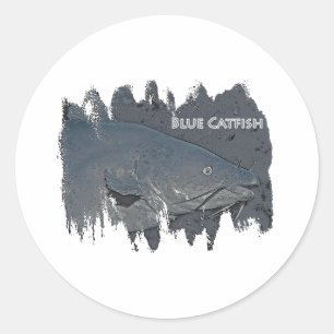 Sticker Rond Logo de poisson bleu