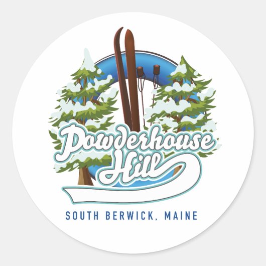 Sticker Rond logo de powderhouse hill south berwick maine (Devant)