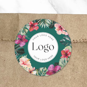 Sticker Rond Logo de produit botanique floral tropical à l'aqua