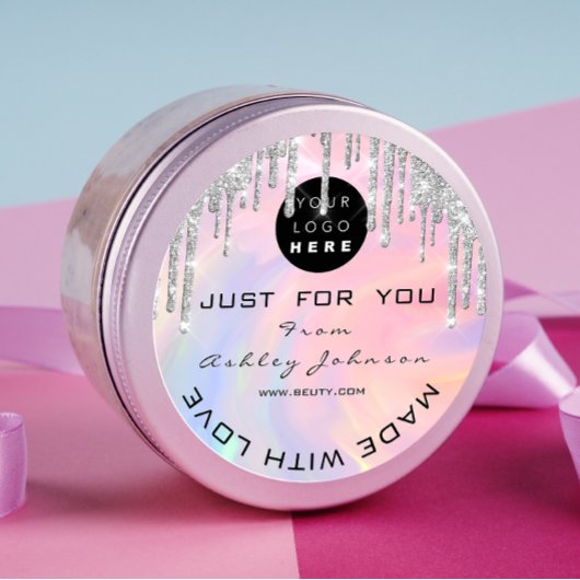 Sticker Rond Logo De Remerciements De parties scintillant Fabri