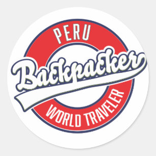 Sticker Rond logo de routard au Pérou voyageur du monde.