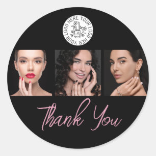 Sticker Rond Logo de salon d'artiste en onglerie Merci