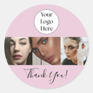 Sticker Rond Logo de script rose Blush Photo Lash Studio Merci