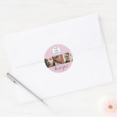 Sticker Rond Logo de script rose Blush Photo Lash Studio Merci (Enveloppe)