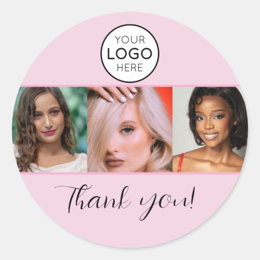 Sticker Rond Logo de script rose Photo Studio de maquillage Mer (Devant)