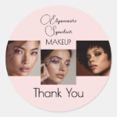 Sticker Rond Logo de script rose rouge Photo Makeup Merci Clas (Devant)