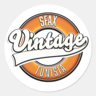 Sticker Rond Logo de Sfax Tunisie style vintage