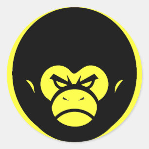 Sticker Rond Logo de singe jaune