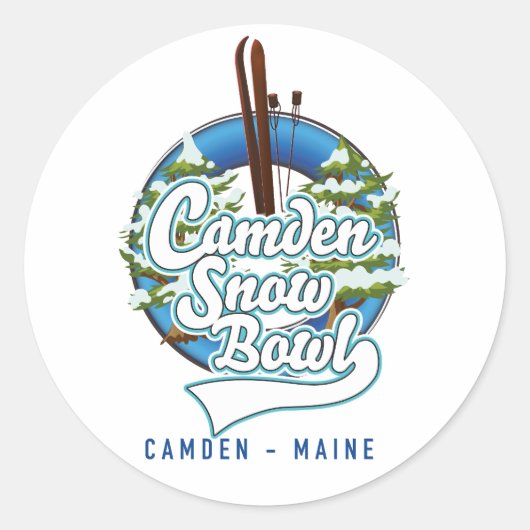 Sticker Rond Logo de ski Camden Snow Bowl. (Devant)