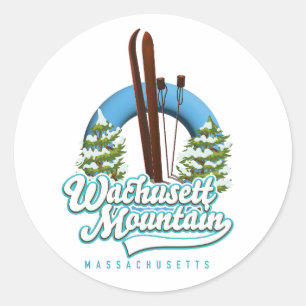 Sticker Rond Logo de ski de la montagne Wachusett Massachusetts