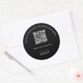 Sticker Rond Logo de société noir simple Code QR promotionnel (Enveloppe)