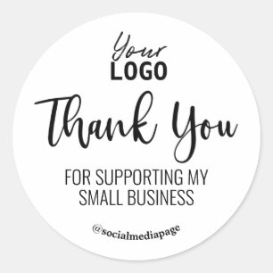 Sticker Rond Logo De Soutien Du Merci Noir Et Blanc