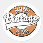 Sticker Rond Logo de style vintage baseball. (Devant)